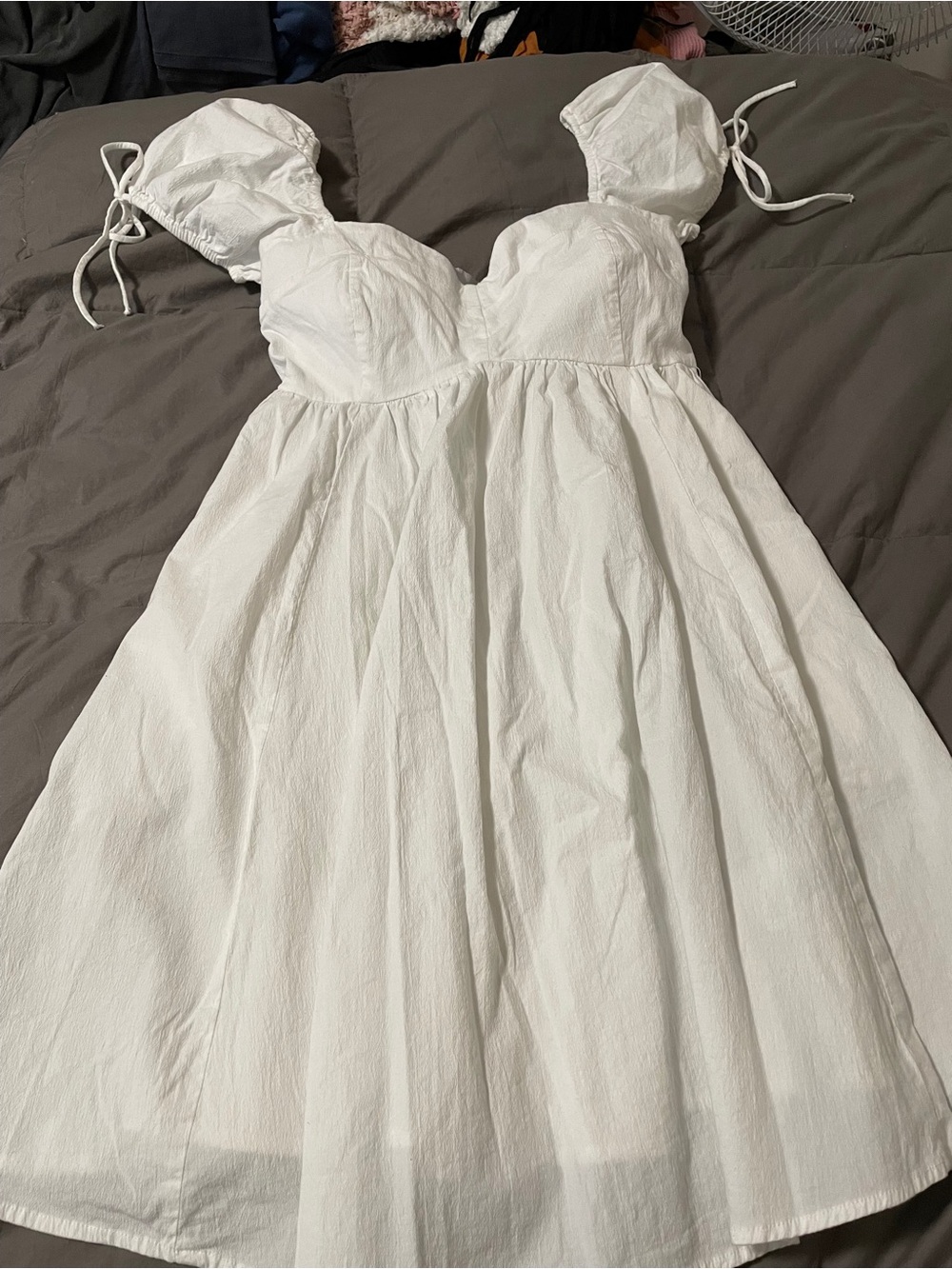 Abercrombie & Fitch white cotton summer party dress short sleeves size ST Womens